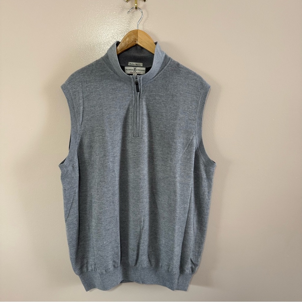 Fairway & Greene Italian Merino‎ Wool Gray 1/4 Zip Vest Size